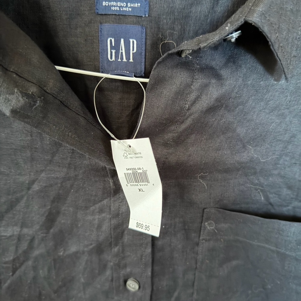 GAP Women's Black Button Down 100% Linen Shirt - Picture 2 of 4